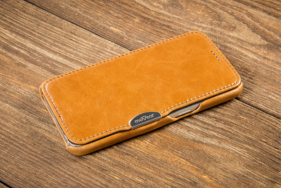 moVear flipSide C+ Skórzane Etui do Samsung Galaxy S6 | Skóra Vintage | Jasnobrązowy