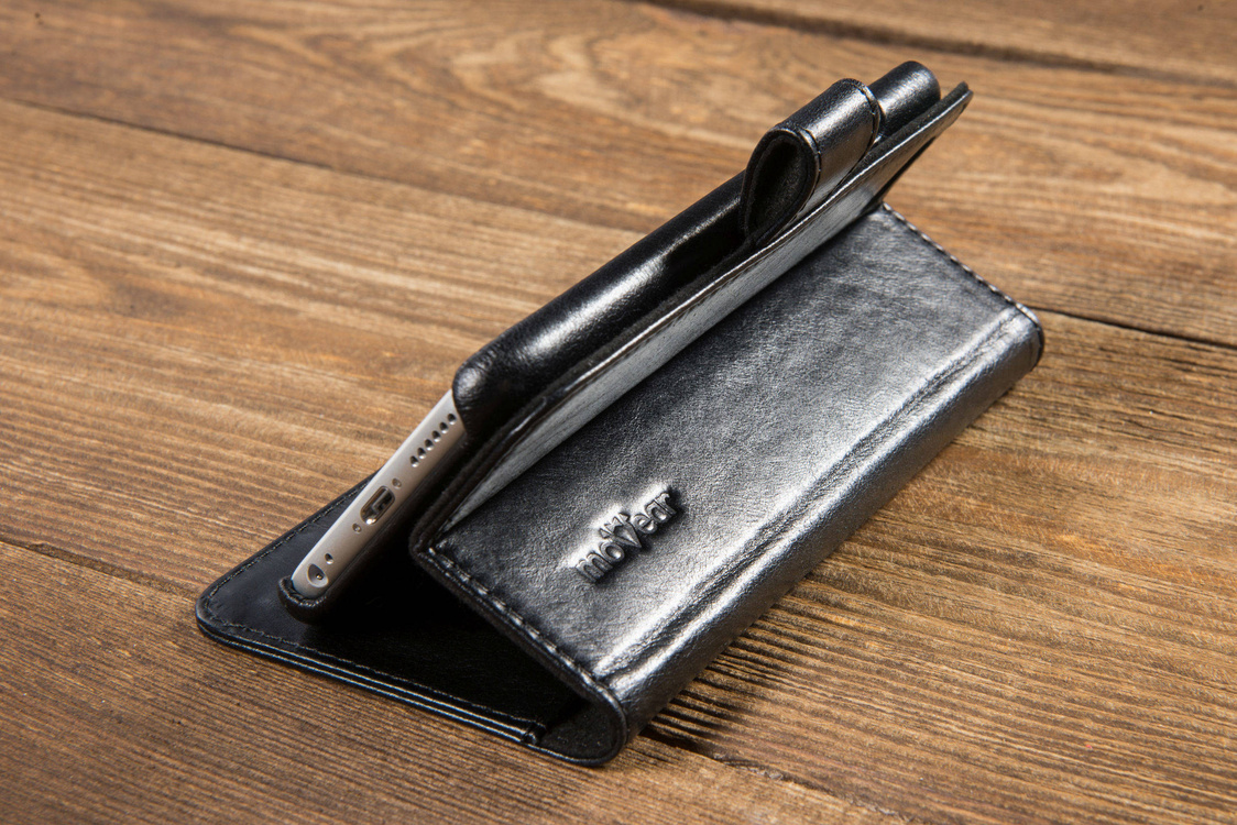moVear multiCover W Skórzane Etui 3w1 do Apple iPhone 6 / 6s | Portfel, Wallet | Skóra Vintage | Czarny