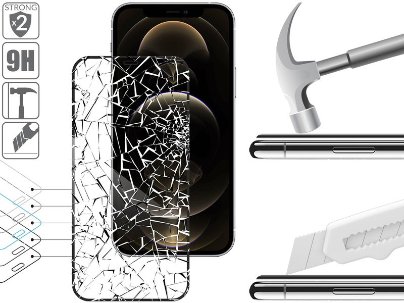 2 szt. | moVear GLASS mSHIELD 2.5D MAX do Apple iPhone 12 Pro Max (6.7") (kompatybilne z etui)