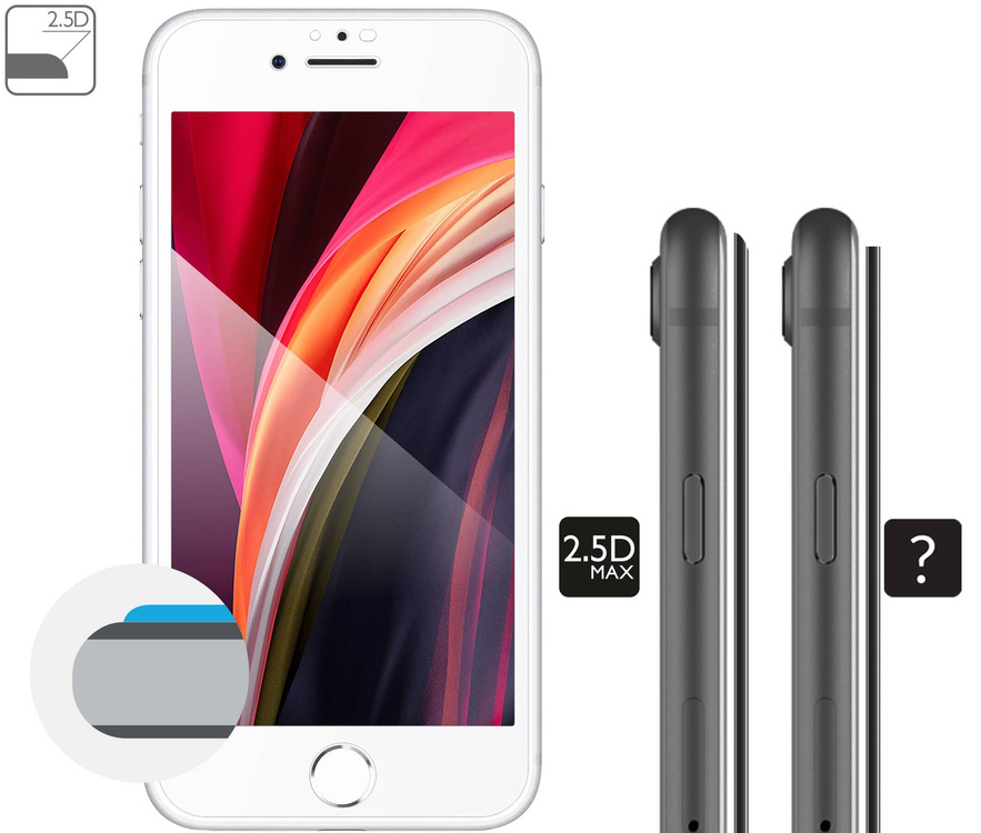 moVear GLASS mSHIELD 2.5D MAX do Apple iPhone 6s / 6 (4.7") (kompatybilne z etui)