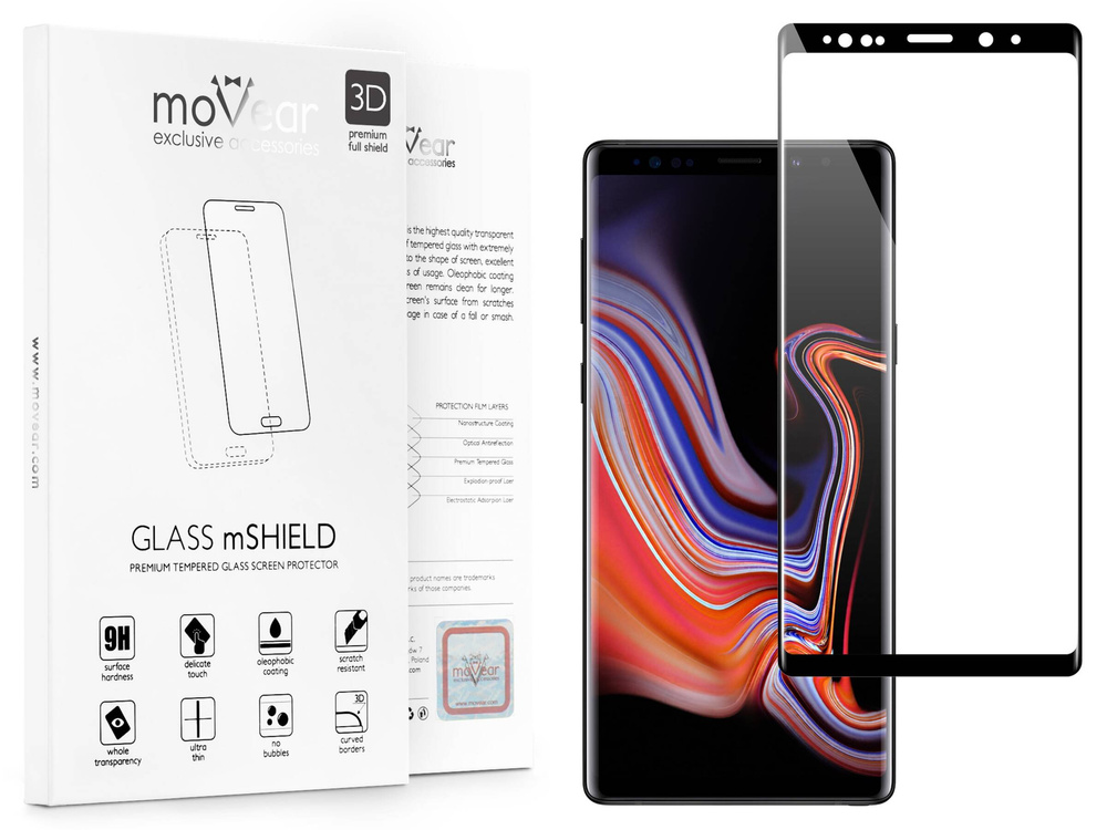 moVear GLASS mSHIELD 3D do Samsung Galaxy Note 9 (6.3") (na cały ekran)