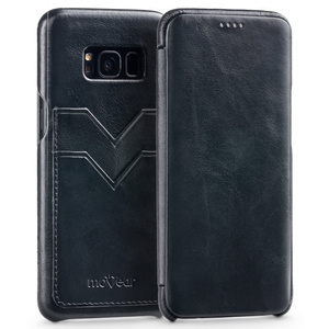 moVear flipSide S+ Skórzane Etui do Samsung Galaxy S8+ (Plus) | Skóra Vintage | Czarny