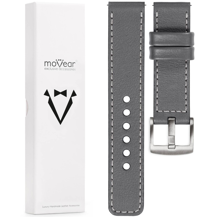 moVear Prestige C1 Skórzany pasek 20mm do Certina DS-1 C029.807.11.081.02 | Szary, srebrne przeszycie [rozmiary XS-XXL]