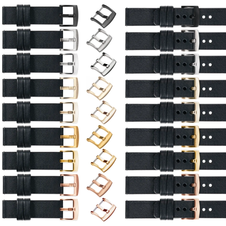 moVear Prestige S1 Skórzany pasek 18mm do Garmin Vivoactive 4S, Venu 3S/2S, Vívomove 3S | Czarny [rozmiary XS-XXL i klamra do wyboru]