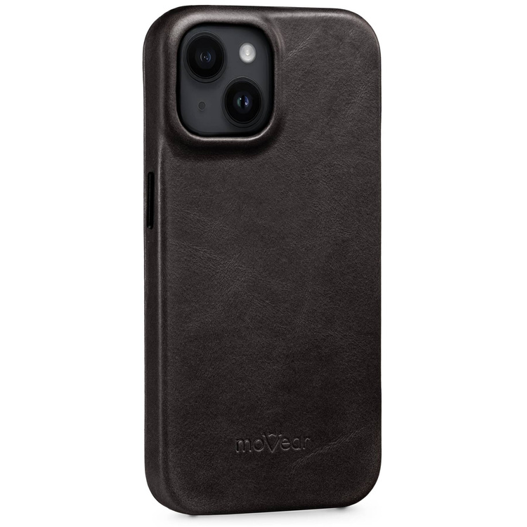 moVear flipSide 4S skórzane etui do Apple iPhone 14 (6,1") | Skóra naturalna olejowana (Czarna)