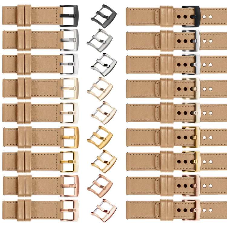 moVear Prestige C1 Skórzany pasek 20mm do Garmin Vivoactive 5/3, Vivomove 3, Venu 2 | Cappuccino, cappuccino przeszycie [rozmiary XS-XXL i klamra do wyboru]