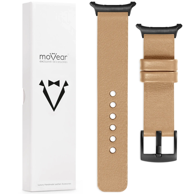 moVear Prestige S1 Skórzany pasek 24mm do Samsung Galaxy Watch Ultra | Cappuccino [rozmiary XS-XXL i klamra do wyboru]