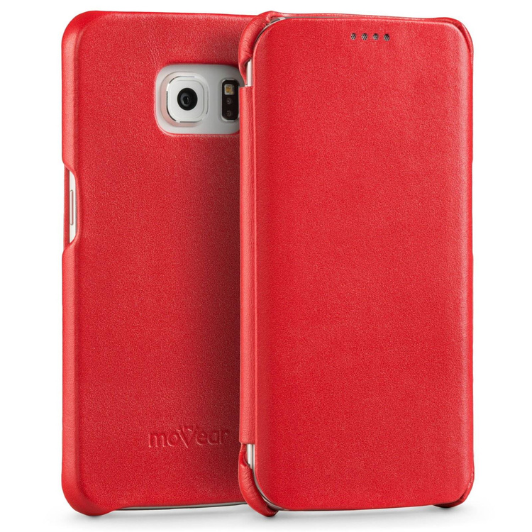 moVear flipSide S skórzane etui do Samsung Galaxy S6 edge (0) | Skóra naturalna gładka (Czerwona)