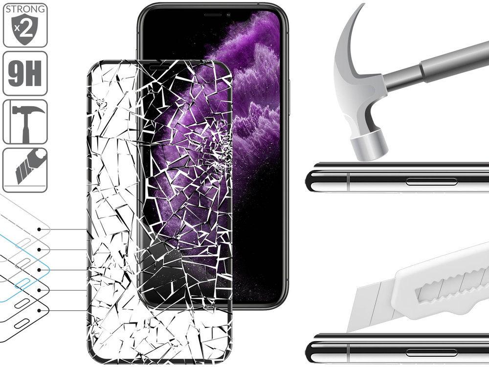 moVear GLASS mSHIELD 3D PRO-E do Apple iPhone 11 Pro Max / Xs MAX (6.5") (kompatybilne z etui)