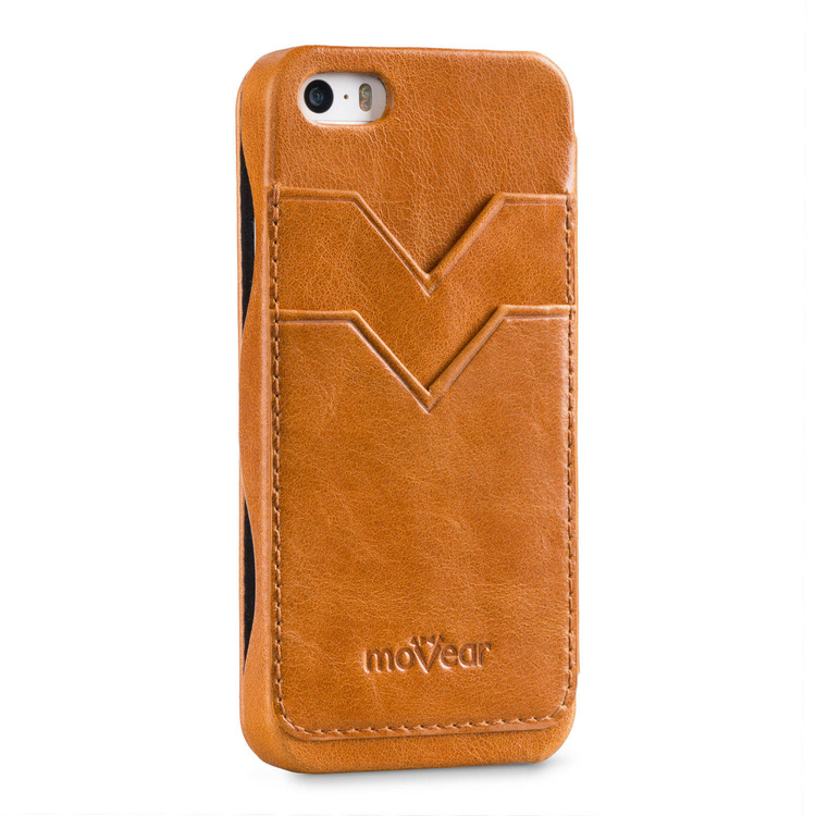 moVear flipSide C+ Skórzane Etui do Apple iPhone SE / 5s / 5 | Skóra Vintage | Jasnobrązowy
