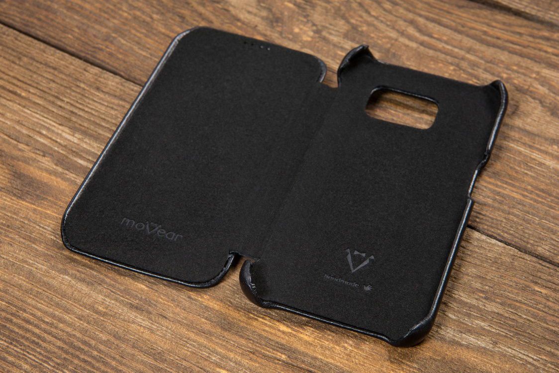 
                    moVear flipSide S Skórzane Etui do Samsung Galaxy S6 edge | Skóra Vintage | Czarny