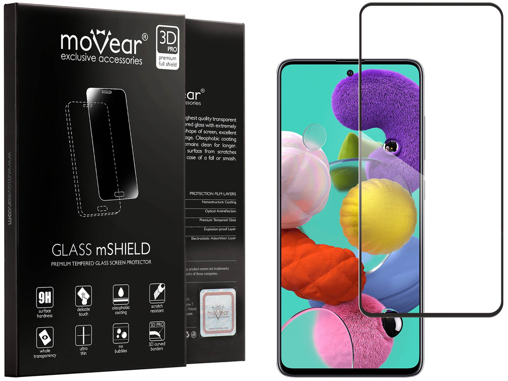 moVear GLASS mSHIELD 3D PRO-E do Samsung Galaxy A51 (6.5") (kompatybilne z etui)