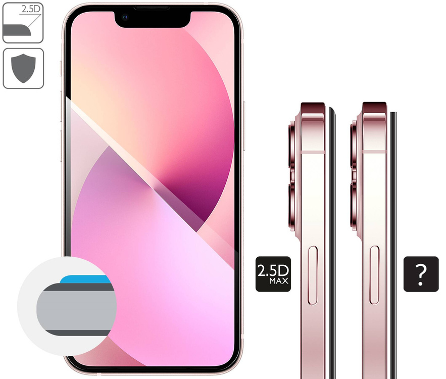 moVear GLASS mSHIELD 2.5D MAX do Apple iPhone 13 Mini (5.4") (kompatybilne z etui)