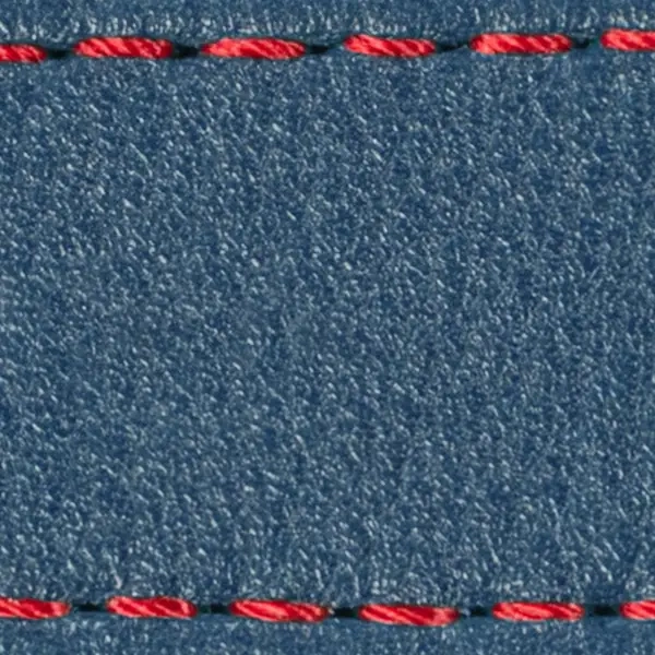 Pasek C1 22mm | Niebieski Jeans / Czerwona nić | Części skórzane bez klamry