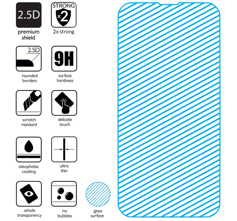 moVear GLASS mSHIELD 2.5D do Apple iPhone 16e / 14 / 13 / 13 Pro (6.1") (kompatybilne z etui)