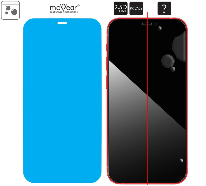 moVear GLASS mSHIELD 2.5D MAX privacy do Apple iPhone 12 Mini (5.4") (Prywatyzujące, kompatybilne z etui)