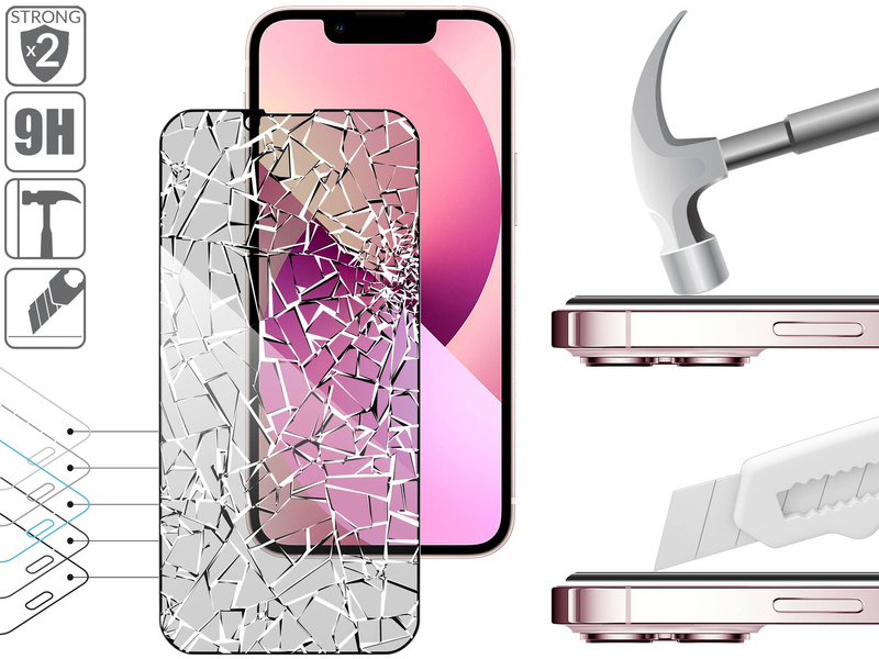 2 szt. | moVear GLASS mSHIELD 2.5D MAX privacy do Apple iPhone 13 Mini (5.4") (Prywatyzujące, kompatybilne z etui)
