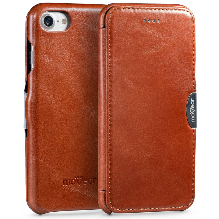 moVear flipSide C skórzane etui do Apple iPhone SE (2022 / 2020) / 8 / 7 (4.7") | Skóra naturalna vintage (Brązowa)