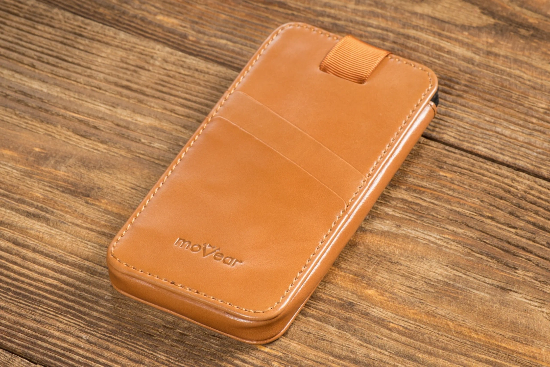 moVear pocketCase C+ skórzana wsuwka do Samsung rozmiar M (ok 148 x 71 x 8mm) | Skóra naturalna vintage (Jasnobrązowa)