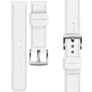 moVear Prestige C1 Skórzany pasek 22mm do zegarka | Biały, srebrne przeszycie [rozmiary XS-XXL i klamra do wyboru]