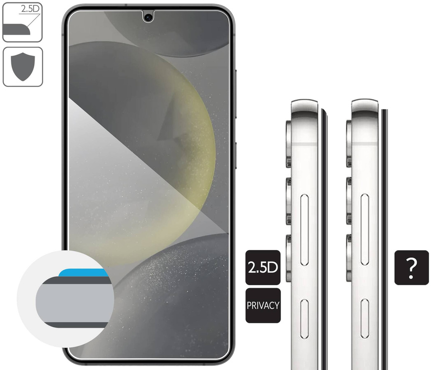 moVear mBOX GLASS mSHIELD 2.5D privacy do Samsung Galaxy S25 / S24 (6.2") (Anty spy, z Aplikatorem)