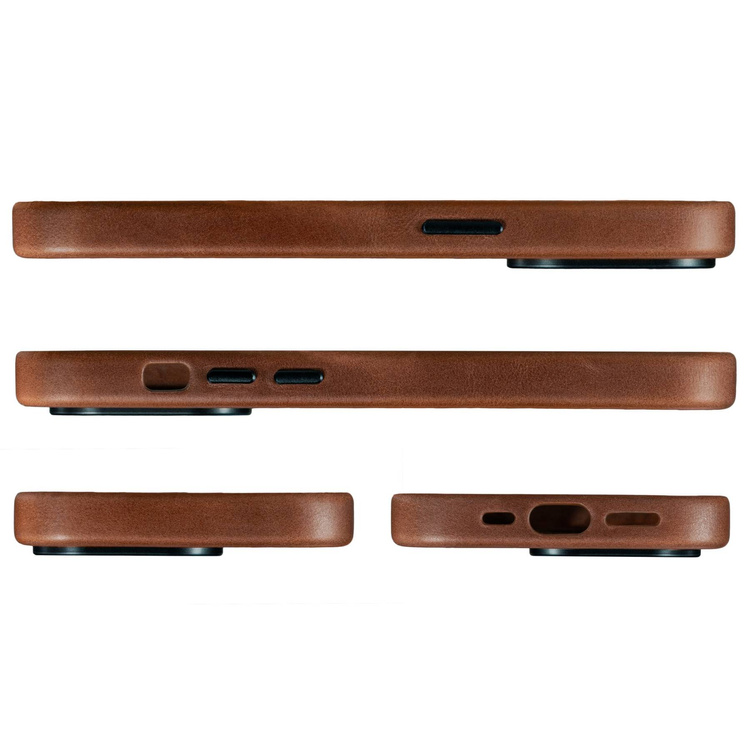 moVear backCover 4S Skórzane plecki do Apple iPhone 14 Pro (6.1") | kompatybilne z MagSafe, Skóra naturalna olejowana (Ciemnobrązowa)