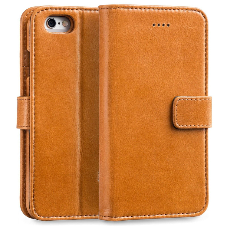 moVear multiCover W Skórzane Etui 3w1 do Apple iPhone 6 / 6s | Portfel, Wallet | Skóra Vintage | Jasnobrązowy