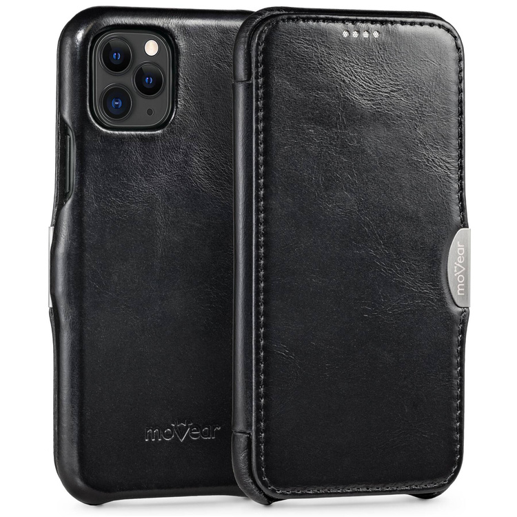 moVear flipSide C skórzane etui do Apple iPhone 11 Pro (5.8") | Skóra naturalna vintage (Czarna)