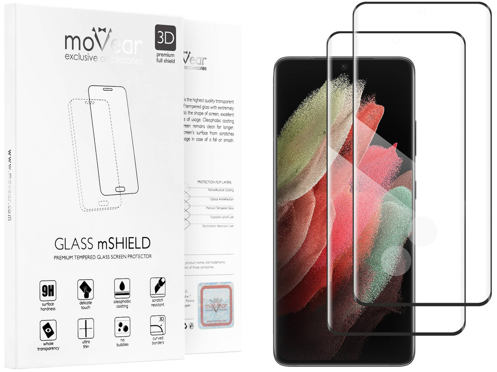 2 szt. | moVear GLASS mSHIELD 3D do Samsung Galaxy S21 Ultra (6.8") (na cały ekran)