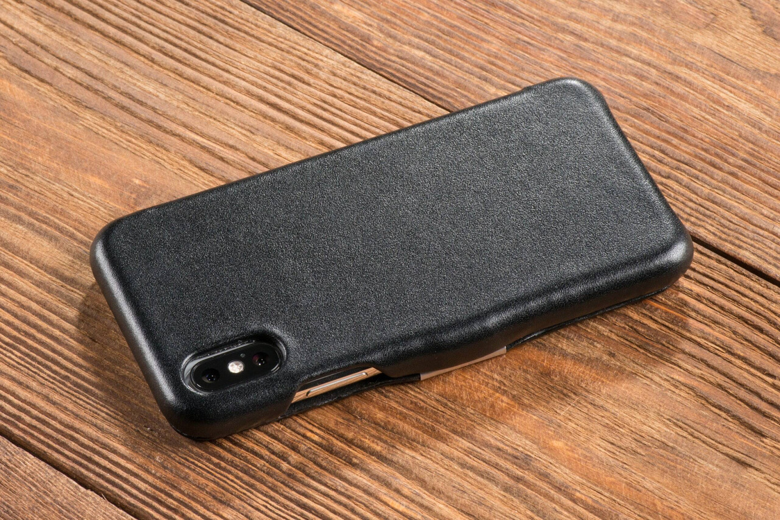 moVear flipSide C skórzane etui do Apple iPhone Xs / X (5.8") | Skóra naturalna gładka (Czarna)