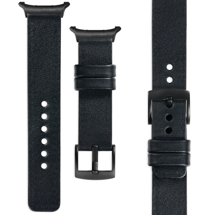 moVear Prestige S1 Skórzany pasek 22mm do Samsung Galaxy Watch Ultra | Czarny [rozmiary XS-XXL i klamra do wyboru]