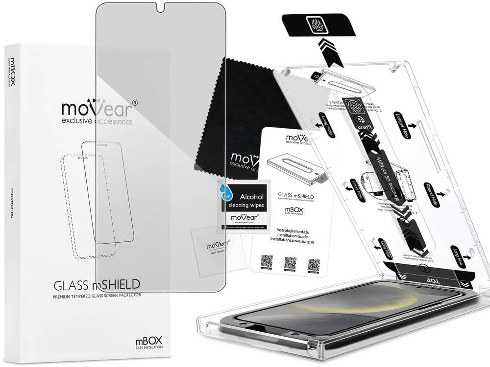 moVear mBOX GLASS mSHIELD 2.5D privacy do Samsung Galaxy S25 / S24 (6.2") (Anty spy, z Aplikatorem)