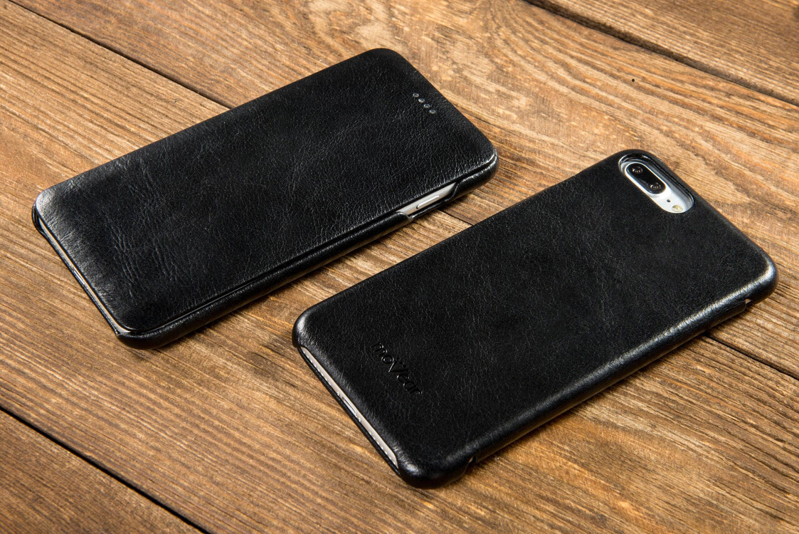 moVear flipSide S skórzane etui do Apple iPhone 8 Plus / 7 Plus (5.5") | Skóra naturalna gładka (Czarna)