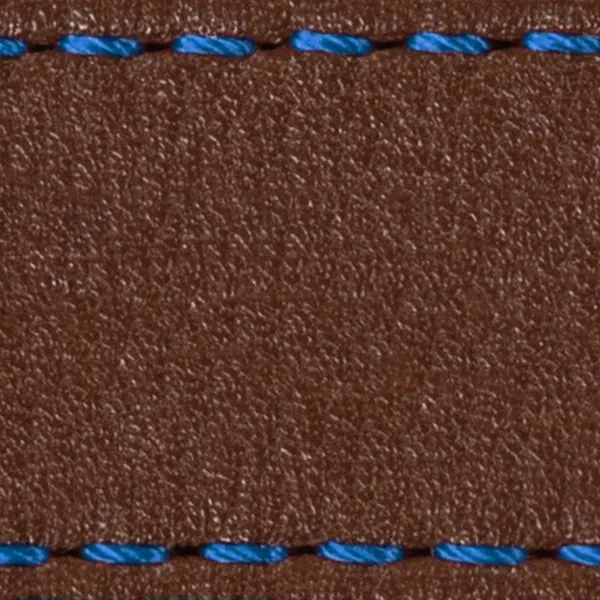 Podkładka W1 do paska 26mm | Ciemnobrązowy / Niebieska nić