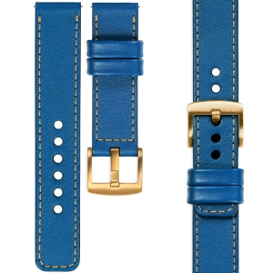 moVear Prestige C1 Skórzany pasek 24mm do zegarka | Niebieski, złote przeszycie [rozmiary XS-XXL i klamra do wyboru]