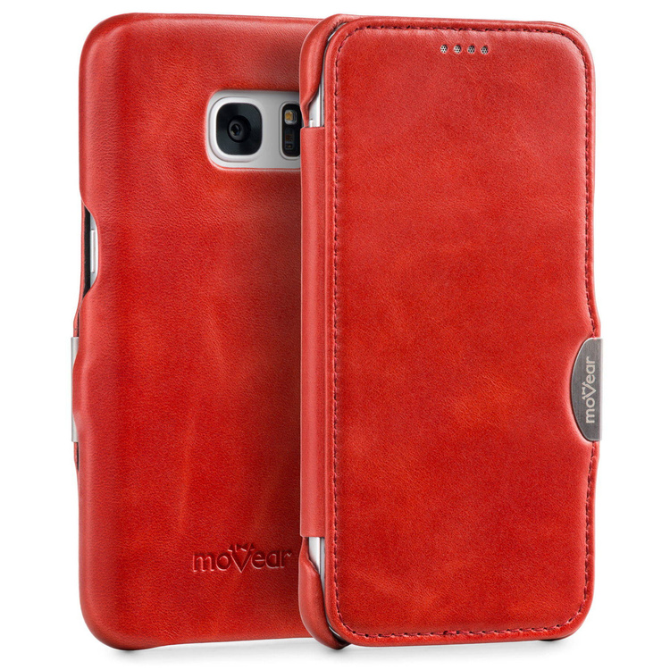 moVear flipSide C Skórzane Etui do Samsung Galaxy S6 | Skóra Vintage | Czerwony