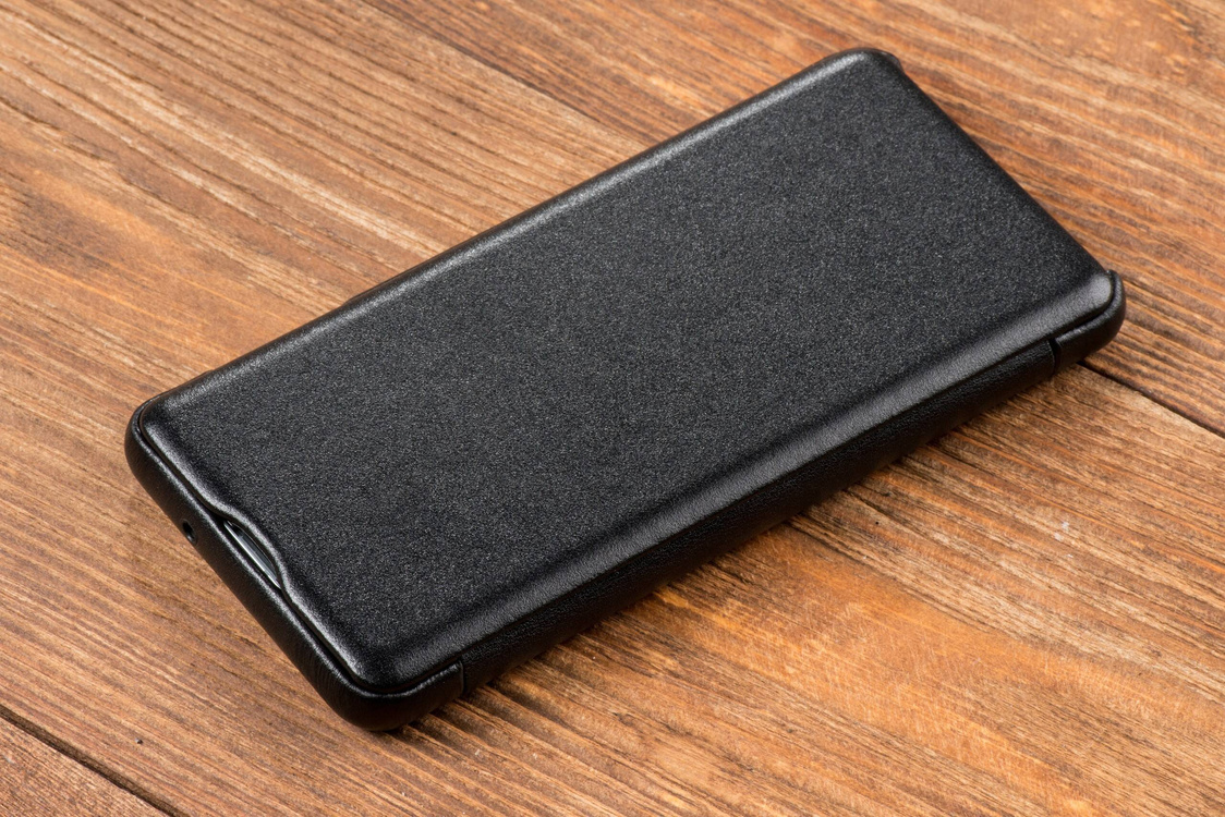 moVear flipSide S skórzane etui do Samsung Galaxy S10 (6.1") | Skóra naturalna gładka (Czarna)