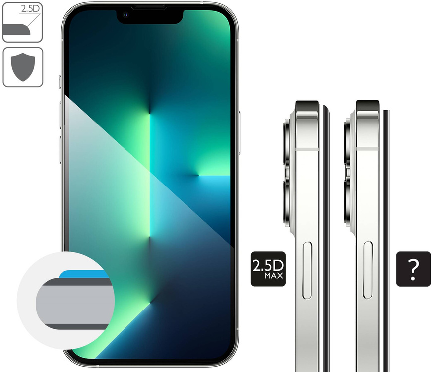 moVear GLASS mSHIELD 2.5D MAX do Apple iPhone 16e / 14 / 13 / 13 Pro (6.1") (kompatybilne z etui)