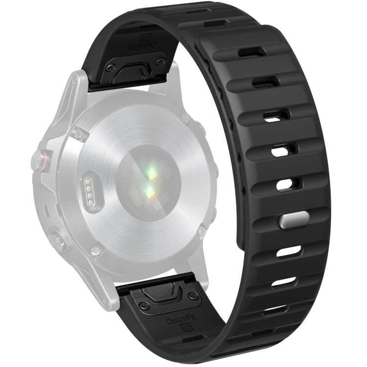 Pasek silikonowy SIL M1 do Garmin QuickFit 26mm (Fenix / Epix / Quatix / Tactix / Enduro - 51mm) Czarny - moVear