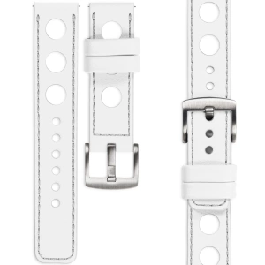 moVear Prestige R1 Skórzany pasek 22mm do zegarka | Biały, srebrne przeszycie [rozmiary XS-XXL i klamra do wyboru]
