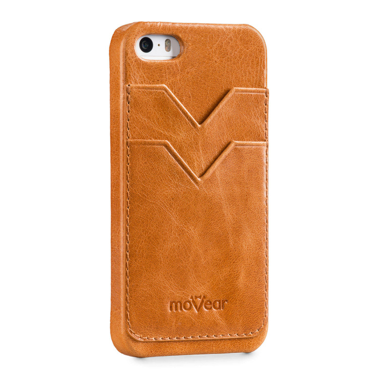 moVear backCover S+ Skórzane Etui Plecki do Apple iPhone SE / 5s / 5 | Skóra Vintage | Jasnobrązowy