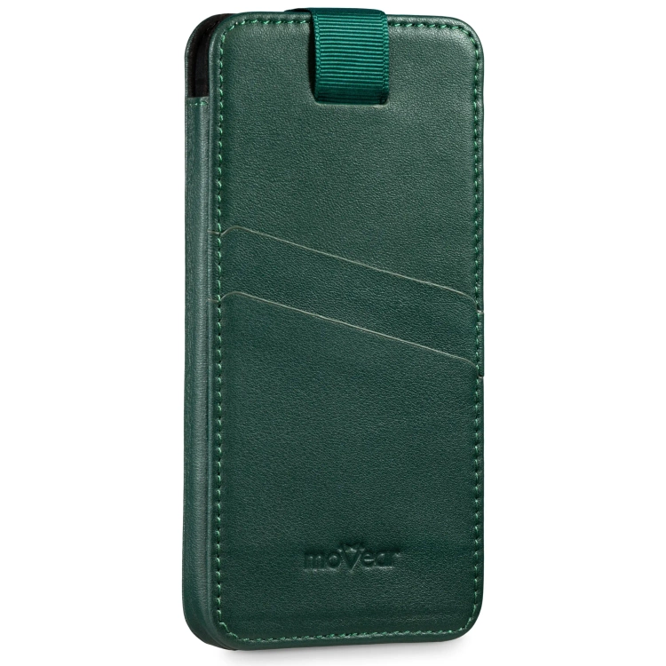 moVear pocketCase C+ skórzana wsuwka do Samsung rozmiar M (ok 151 x 73 x 9mm) | Skóra naturalna nappa (Zielona butelkowa)