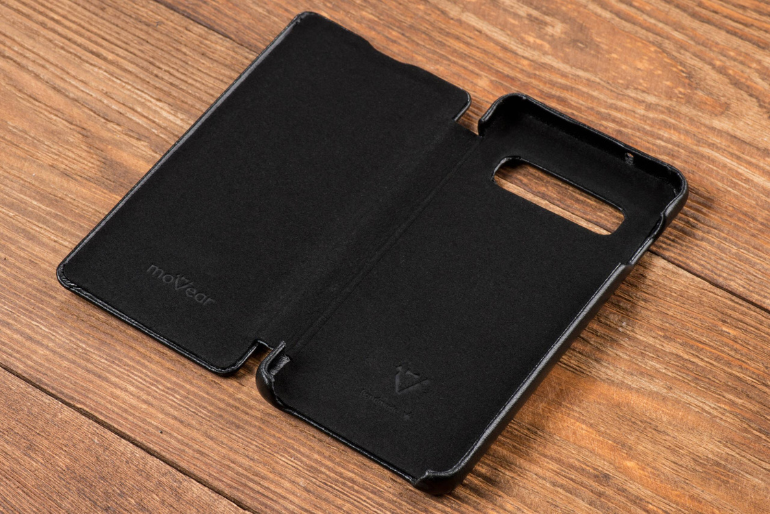 moVear flipSide S skórzane etui do Samsung Galaxy S10 (6.1") | Skóra naturalna gładka (Czarna)