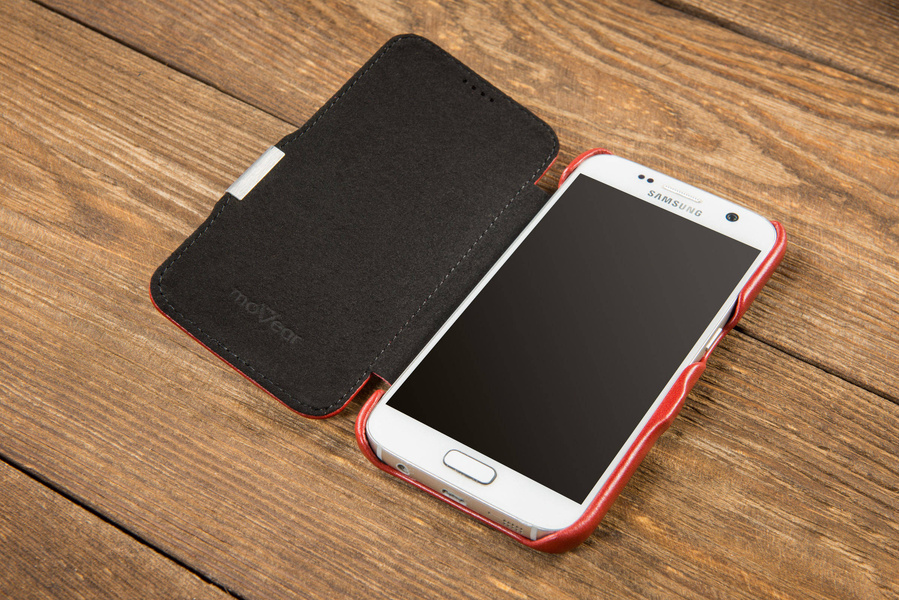 moVear flipSide C+ Skórzane Etui do Samsung Galaxy S7 | Skóra Vintage | Czerwony