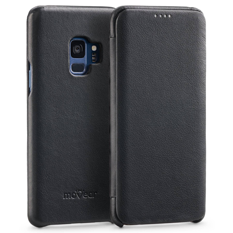 moVear flipSide S skórzane etui do Samsung Galaxy S9 (5.8") | Skóra naturalna nappa (Czarna)
