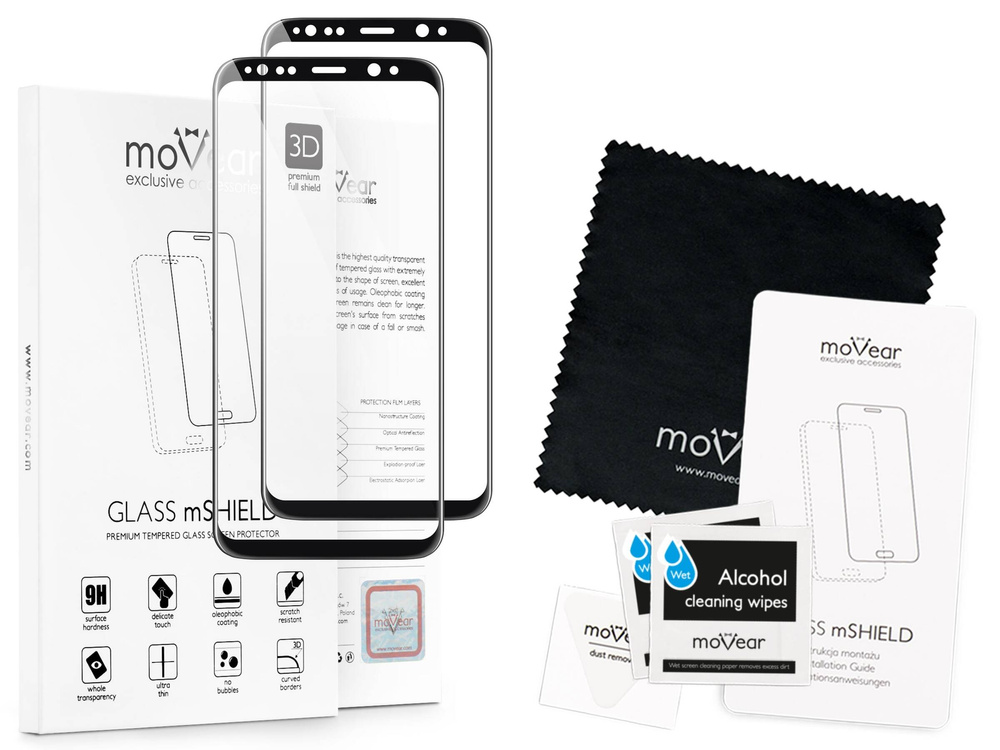 2 szt. | moVear GLASS mSHIELD 3D do Samsung Galaxy S8+ (Plus) (6.2") (na cały ekran)