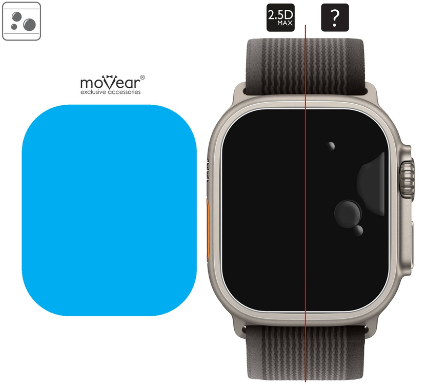 moVear GLASS mSHIELD 2.5D MATT do Apple Watch Ultra (49mm) (1.92") (Antyrefleksyjne, kompatybilne z etui)