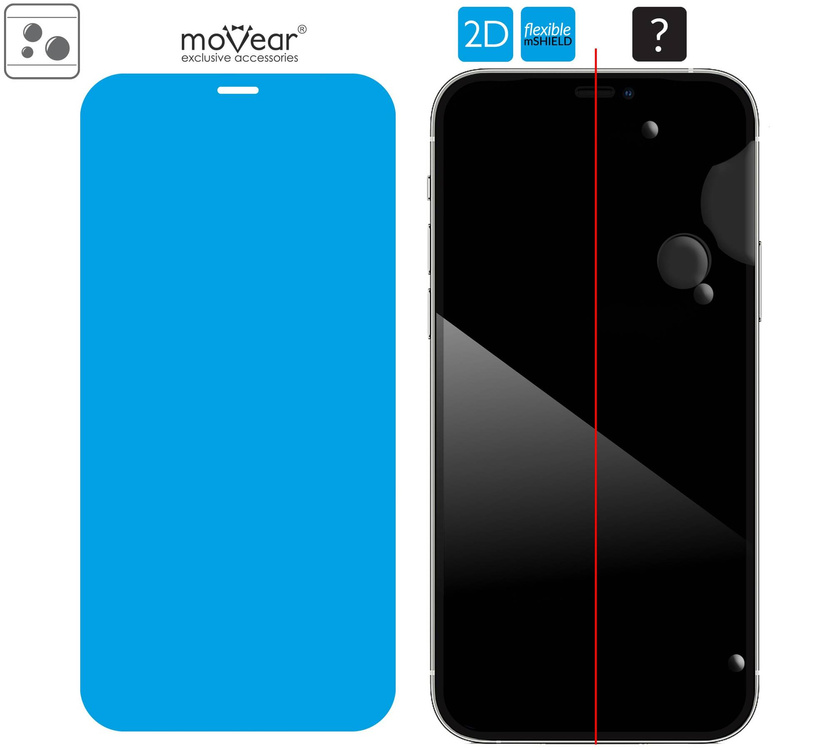 moVear flexible mSHIELD 2D do Apple iPhone 12 Pro / 12 (6.1"). Pancerne szkło hybrydowe.
