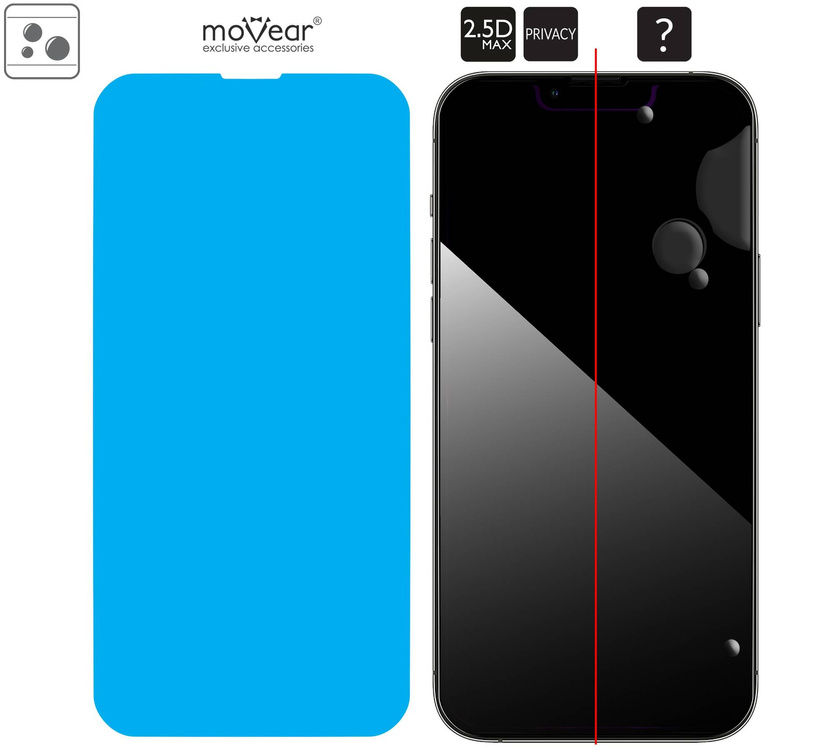 2 szt. | moVear GLASS mSHIELD 2.5D MAX privacy do Apple iPhone 14 Plus / 13 Pro Max (6.7") (Prywatyzujące, kompatybilne z etui)