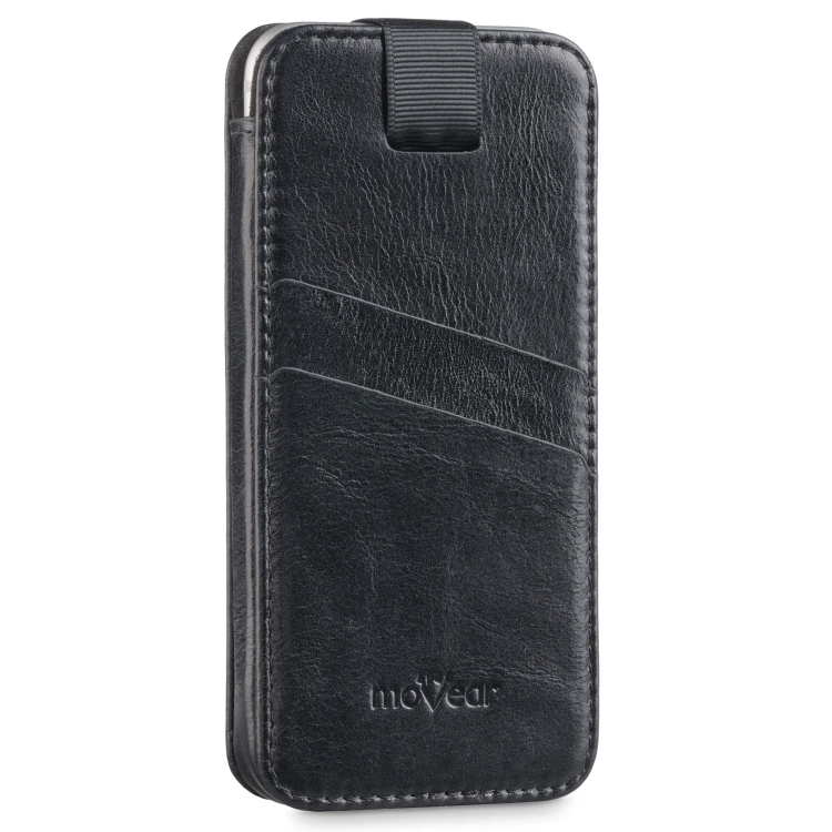 moVear pocketCase C+ skórzana wsuwka do Apple iPhone Air / 11 Pro MAX / Xs MAX / 11 / XR / 8/7/6 Plus | Skóra naturalna vintage (Czarna)